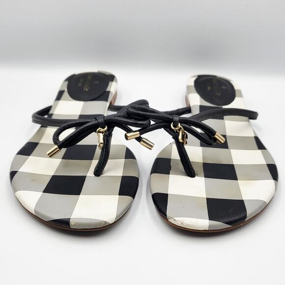 Kate Spade New York Mistic Bow Black & White Checkered Sandals Women's Size 10 - Picture 5 of 10